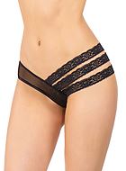 Asymmetrical mesh panty with lace side straps