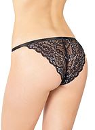Crotchless panty with metallic lace