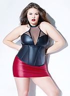Sexy bustier, wet look, halterneck, light shaping effect, XL to 4XL