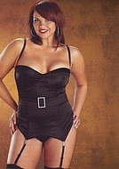 Bustier in stretch satin and rhinestones, plus size