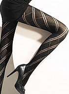 Tights with crossing stripes