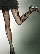 Pantyhose with large flowers and net