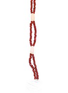 Bra straps in red and cream beads