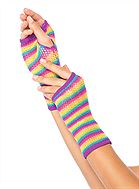 Rainbow Net Fingerless Gloves