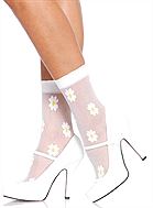 Sheer ankle socks, daisy flower