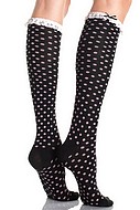 Knee socks with polka dots and ruffles