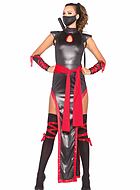 Female ninja (aka kunoichi), costume dress, wet look