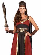 Amazon warrior, costume dress, faux leather, gold shimmer