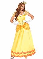 Sunflower princess, costume dress, rhinestones, puff sleeves