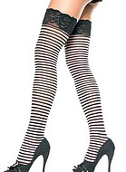 Stay up thigh high stockings with alternating bands