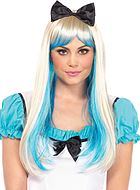 Alice in Wonderland, long wig, bangs, two tone color