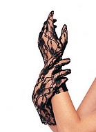 Wrist length lace gloves
