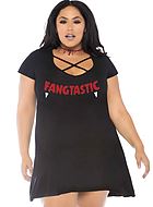 Female vampire, costume dress, crossing straps, short sleeves, plain back, XL to 4XL
