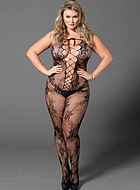 Floral lace bodystocking, plus size