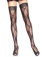 Thigh high stockings with woven ribbon patterns, plus size