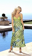 Long gown in animal print charmeuse