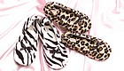 Slippers in animal print with bow
