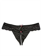 Open front panty with rosette bow