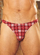 Male thong in plaid with sparkles
