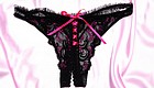 Thong panty with front lacing and open front