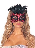 Mask with red and black lace