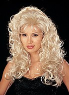 Wig with long curls in platnium blonde