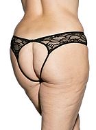 Stretch lace open front panty, Plus Size