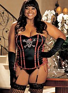 Corset with skulls and plaid, plus size