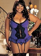 Bustier in stretch knit and lace, plus size