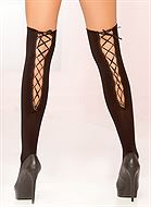 Opaque thigh high with lace-up back