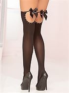 Opaque thigh high with keyhole back and rhinestone detail