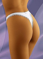 Thong panty with lace edges and small bow