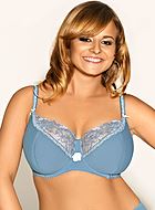 Full cup bra, embroidery, partially sheer cups