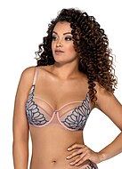 Romantic big cup bra, embroidery, sheer inlays, B to J-cup