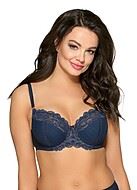 Soft cup bra, lace trim, mesh inlay, B to L-cup