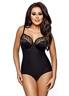 Body with real bra cups, partially sheer cups, elegant design, B to J-cup