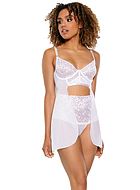 Romantic babydoll, sheer inlays, lace cups, flowers