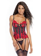 Underwire bustier, sheer mesh, embroidery