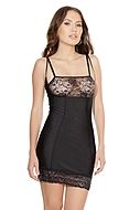 Sexy chemise, lace trim, open cups, light shaping effect