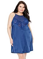 Nightdress, satin, floral lace, sheer inlay, plus size