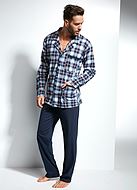 Men's top and pants pajamas, high quality cotton, pockets, scott-checkered pattern