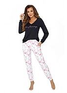 Top and pants pajamas, soft cotton, long sleeves, pockets, flamingo print