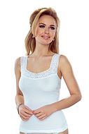 Camisole, high quality cotton, wide lace edge, flowers