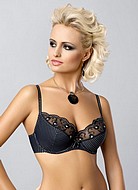 Full cup bra, embroidery, mesh inlay