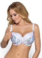 Beautiful nursing bra, wide lace edge, easy open cups, colorful butterfly