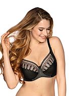 Soft cup bra, partially sheer cups, mesh inlay, B to H-cup