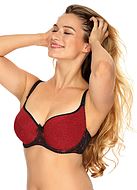Full cup bra, melange, lace details, B to J-cup