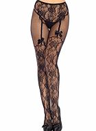 Mock suspender pantyhose, lace, bows, flowers