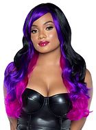 Long wig, waves, side part, ombre