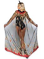 Kostüm-Cape, durchsichtiges Nylon, Funkeln, Flammen